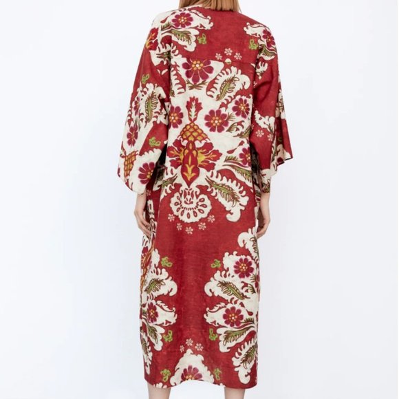 Zara Linen Blend Printed Tunic Dress Size M/L - Picture 8 of 13